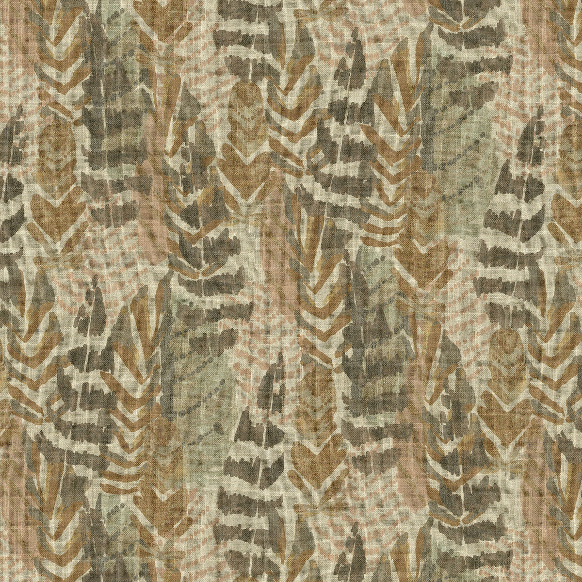 P/K Lifestyles Leaf Plumes - Mocha 472571 Fabric Swatch