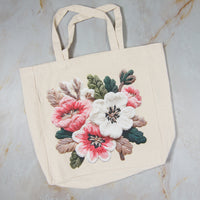 Tote Bag - Faux Yarn Flowers