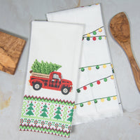 Tea Towel Set of 2 - Faux Yarn Truck and Tree