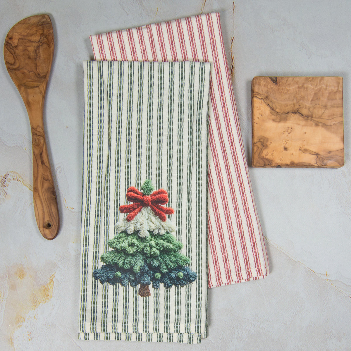 Tea Towel Set of 2 - Faux Yarn Tree