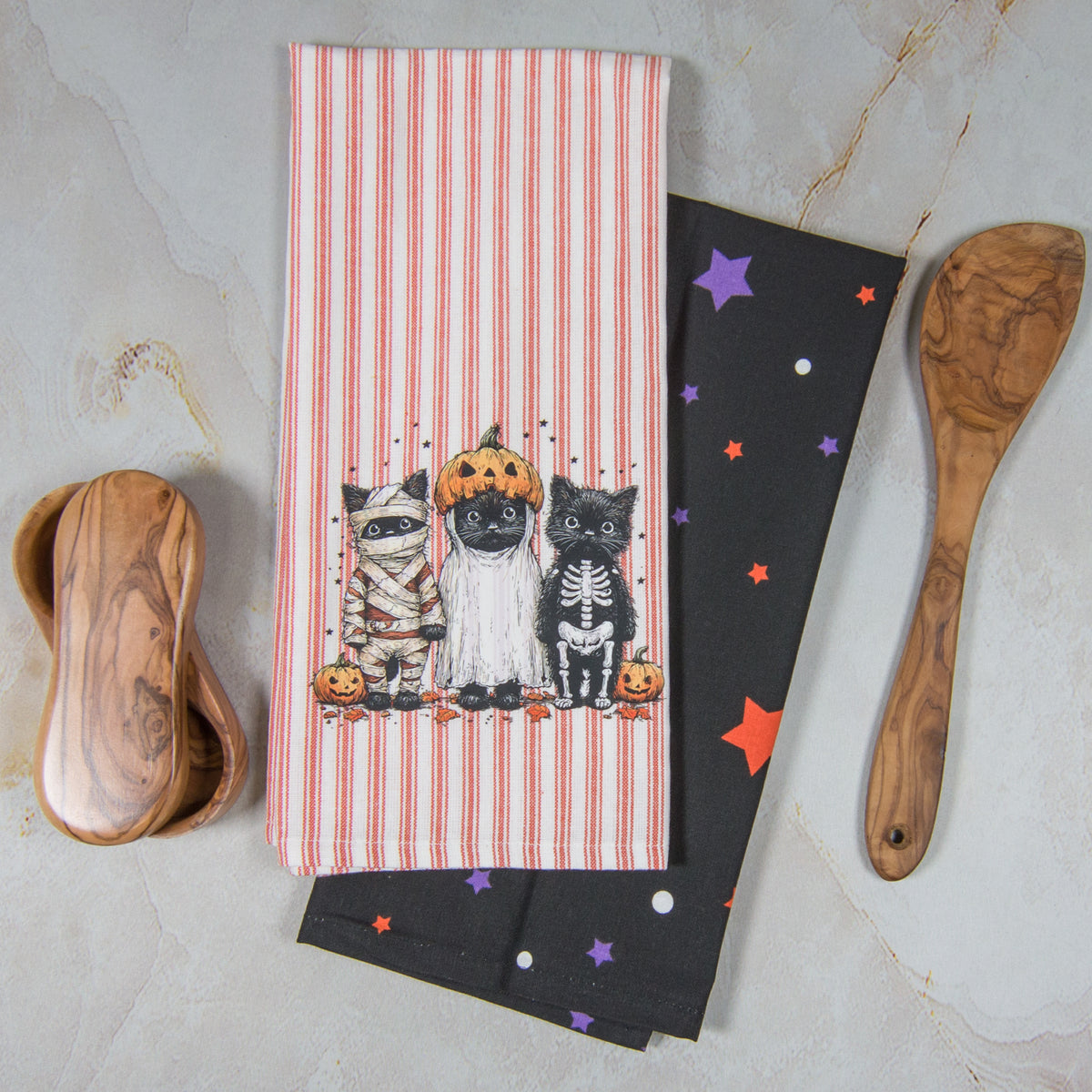 Tea Towel Set of 2 - Halloween Kittens