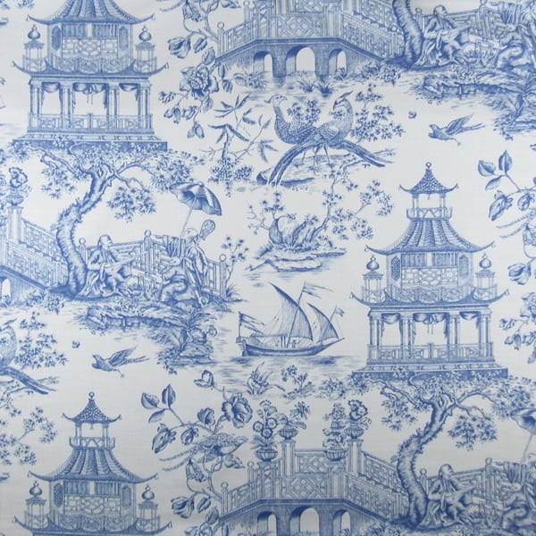 Williamsburg Chinoiserie Toile - Tela de tapicería peltre 750701