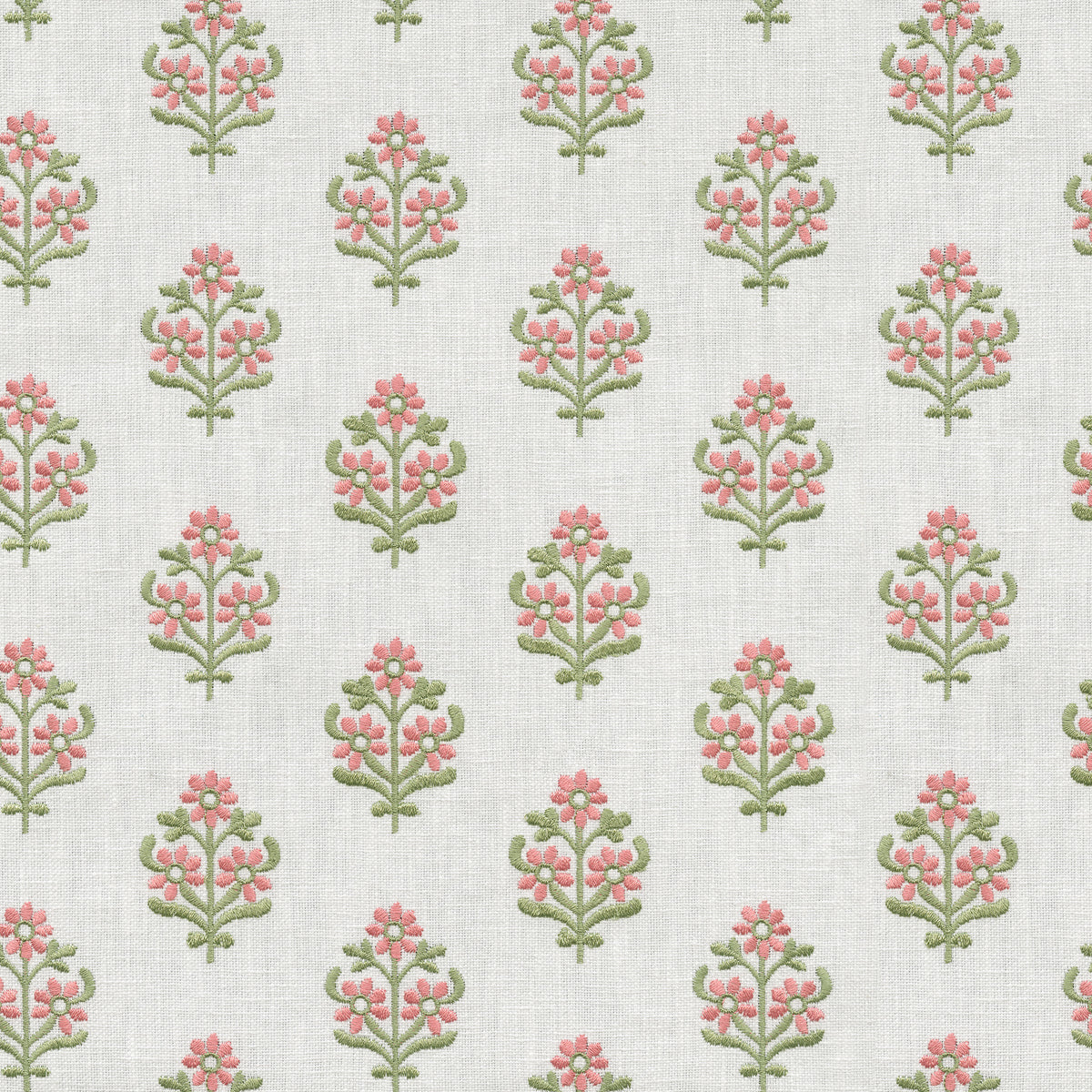 P/K Lifestyles Floral Sprig Embroidery - Spring 412381 Upholstery Fabric