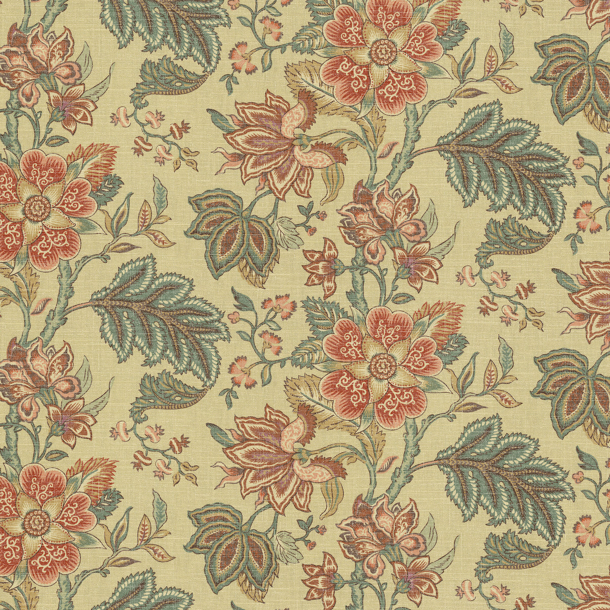 P/K Lifestyles Flowering - Twine 412412 Upholstery Fabric