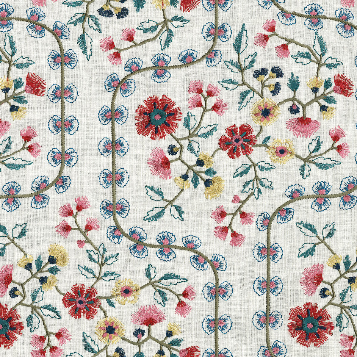 P/K Lifestyles Flower Shower Embroidery - Bountiful 471140 Fabric Swatch
