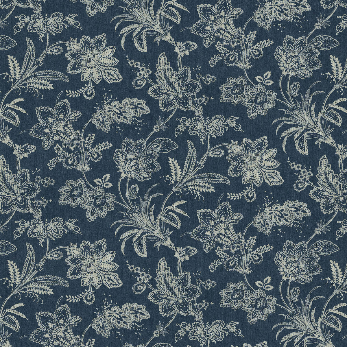 P/K Lifestyles Homestead Embroidery - Indigo 471110 Fabric Swatch