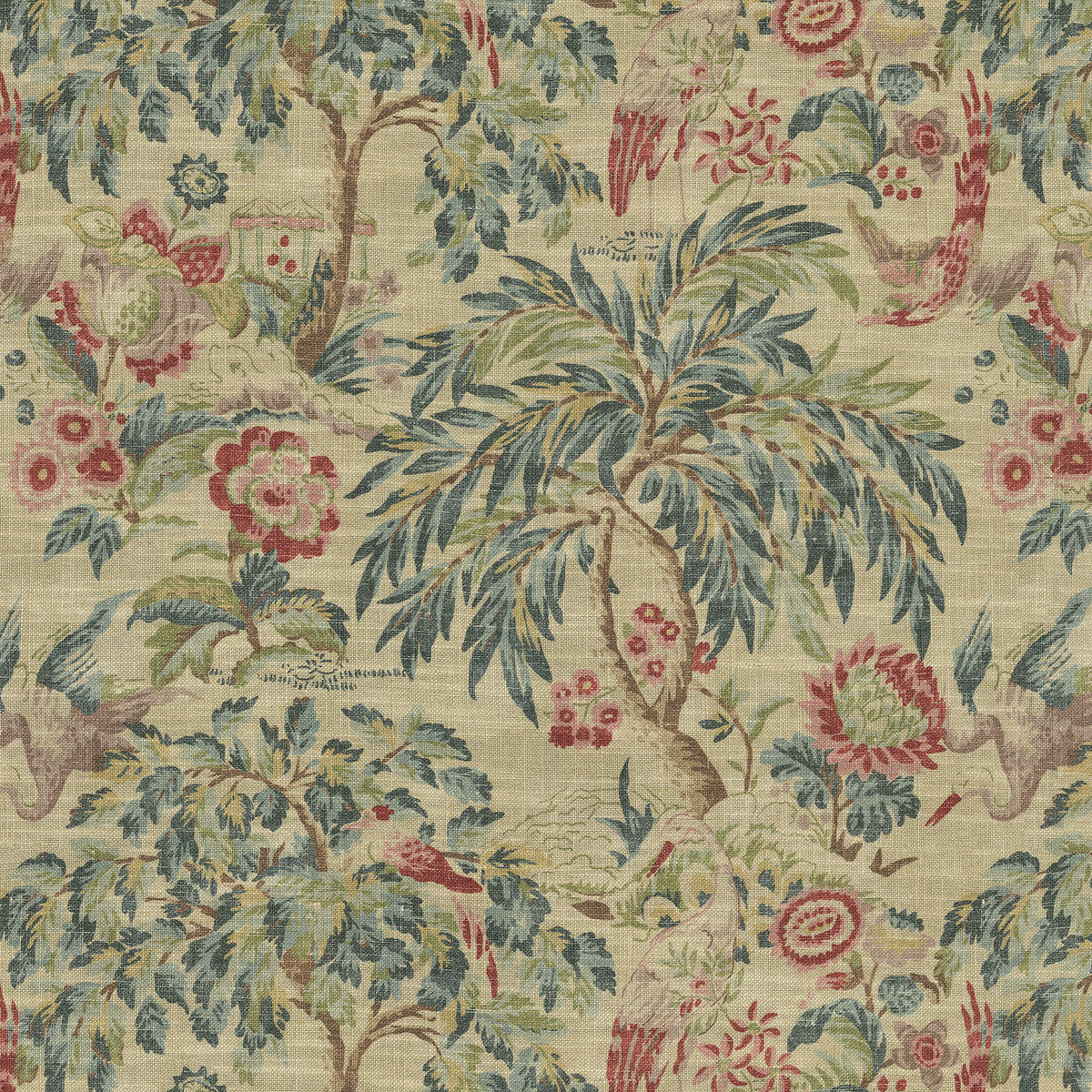 P/K Lifestyles Forest and The Tree - Linen 471300 Upholstery Fabric