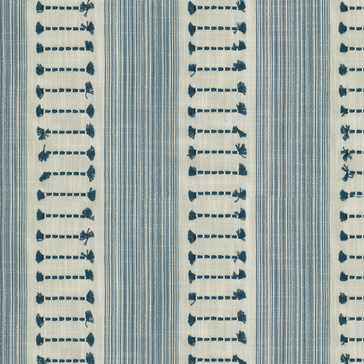 P/K Lifestyles Fringe Stripe Embroidery - Baltic 472221 Fabric Swatch