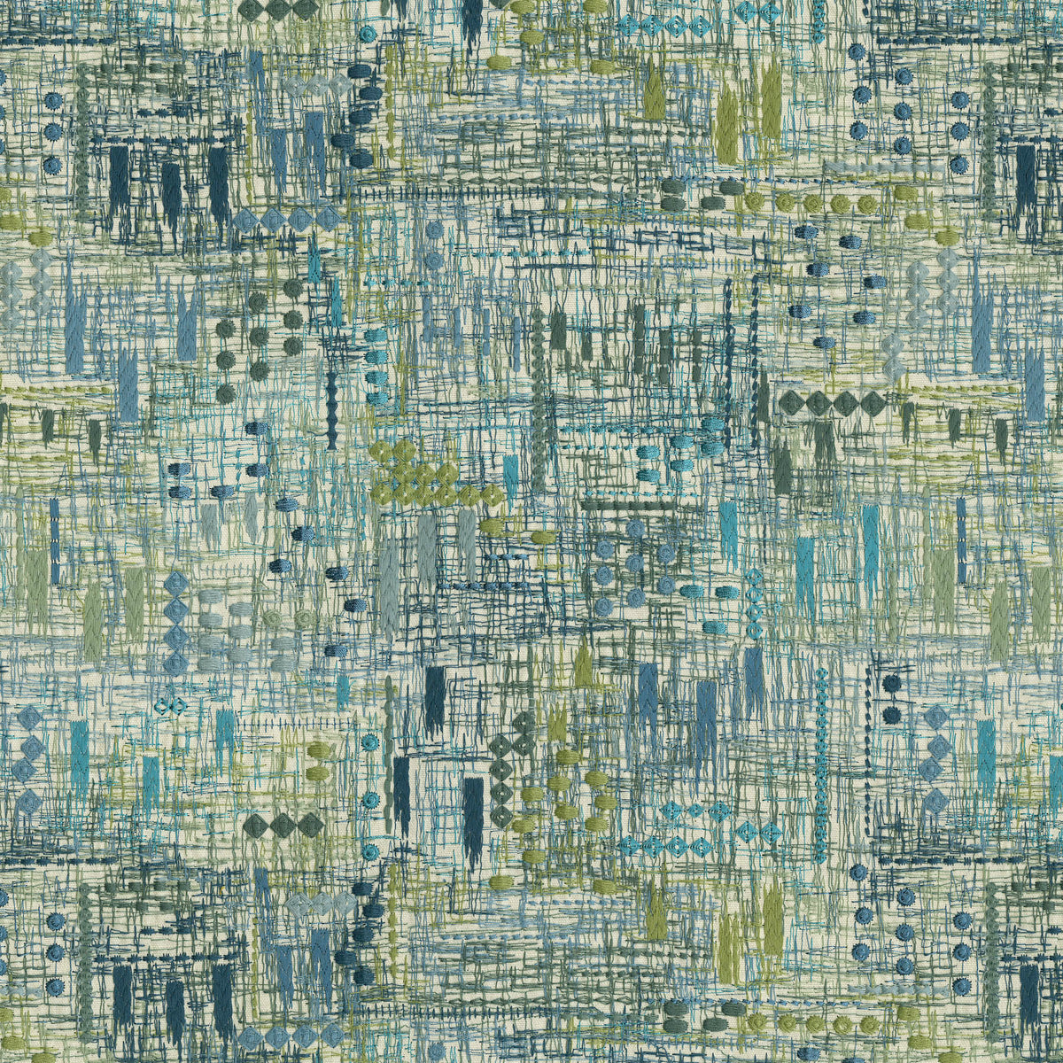 P/K Lifestyles Handmade Embroidery - Azure 470811 Fabric Swatch
