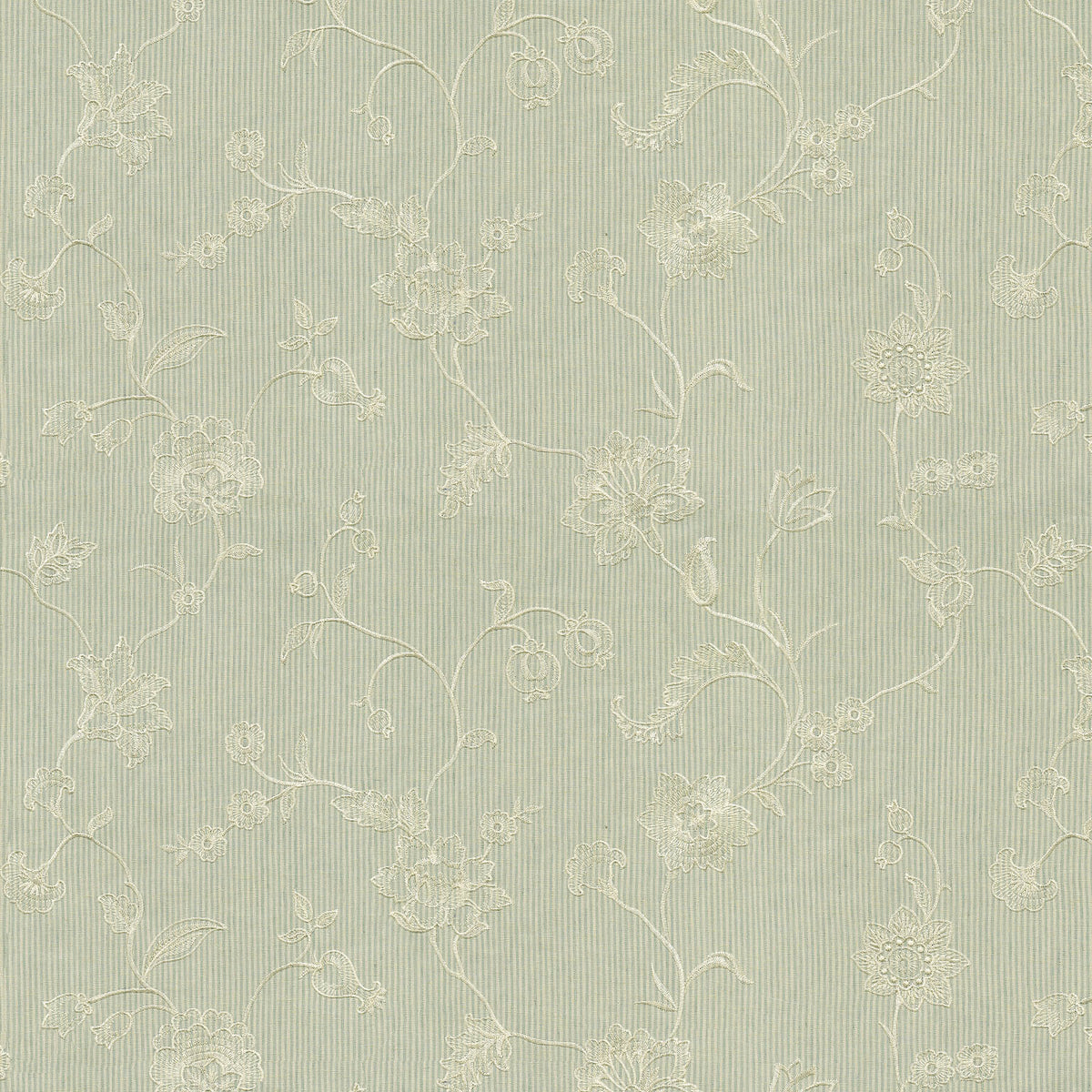 P/K Lifestyles Homestead Embroidery - Mist 471111 Fabric Swatch