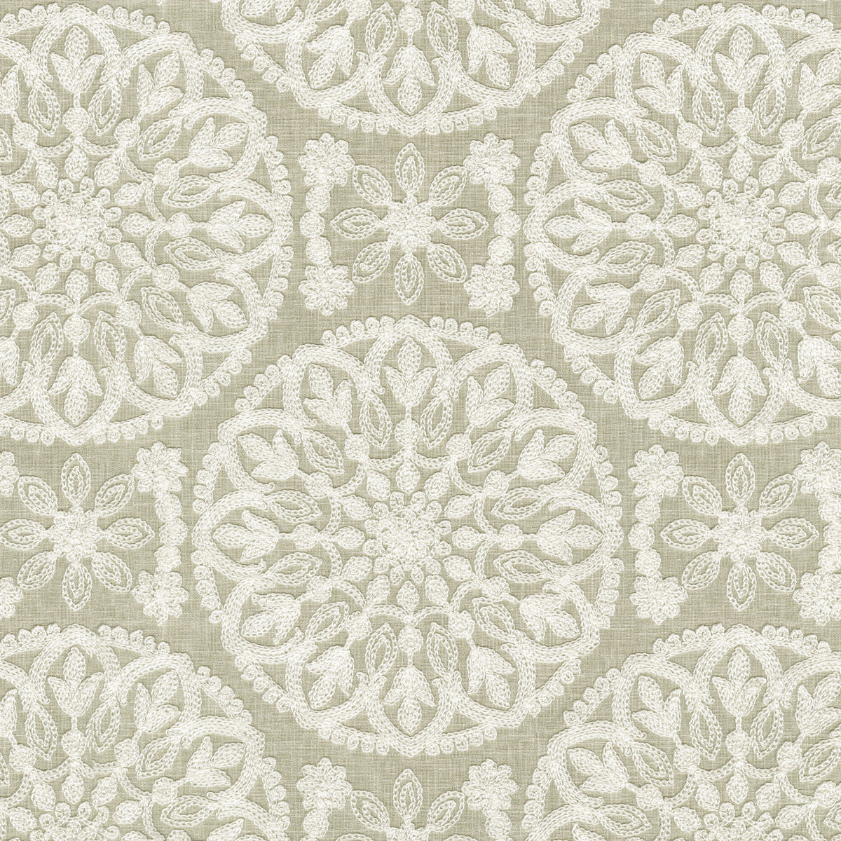 P/K Lifestyles Lace Medallion Embroidery - Cloud 472232 Fabric Swatch