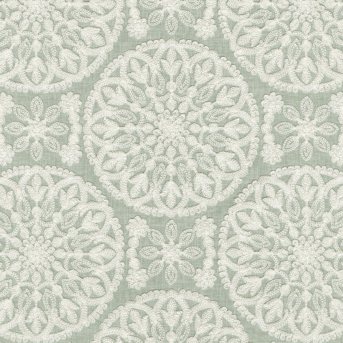 P/K Lifestyles Lace Medallion Embroidery - Mist 472231 Fabric Swatch