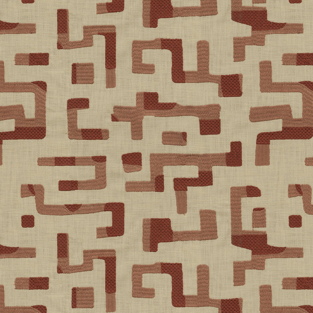 P/K Lifestyles Maze Embroidery - Rose 411730 Fabric Swatch