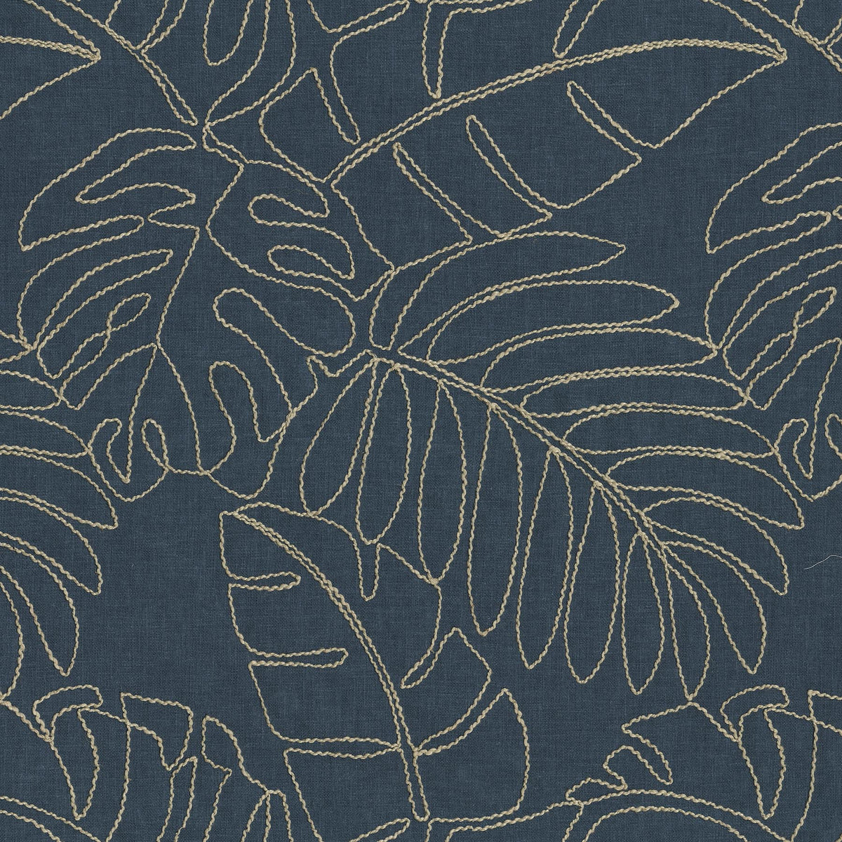 Tommy Bahama Home Monstera Embroidery - Indigo 880181 Fabric Swatch