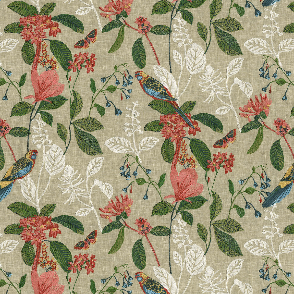 P/K Lifestyles Parakeet Embroidery - Vapor 471261 Fabric Swatch