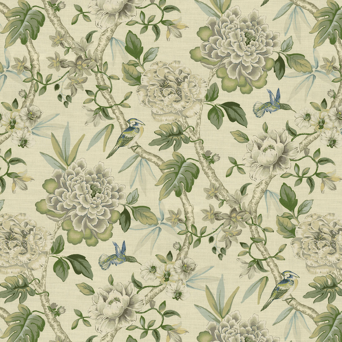 P/K Lifestyles Peony Portico - Dove 472691 Fabric Swatch