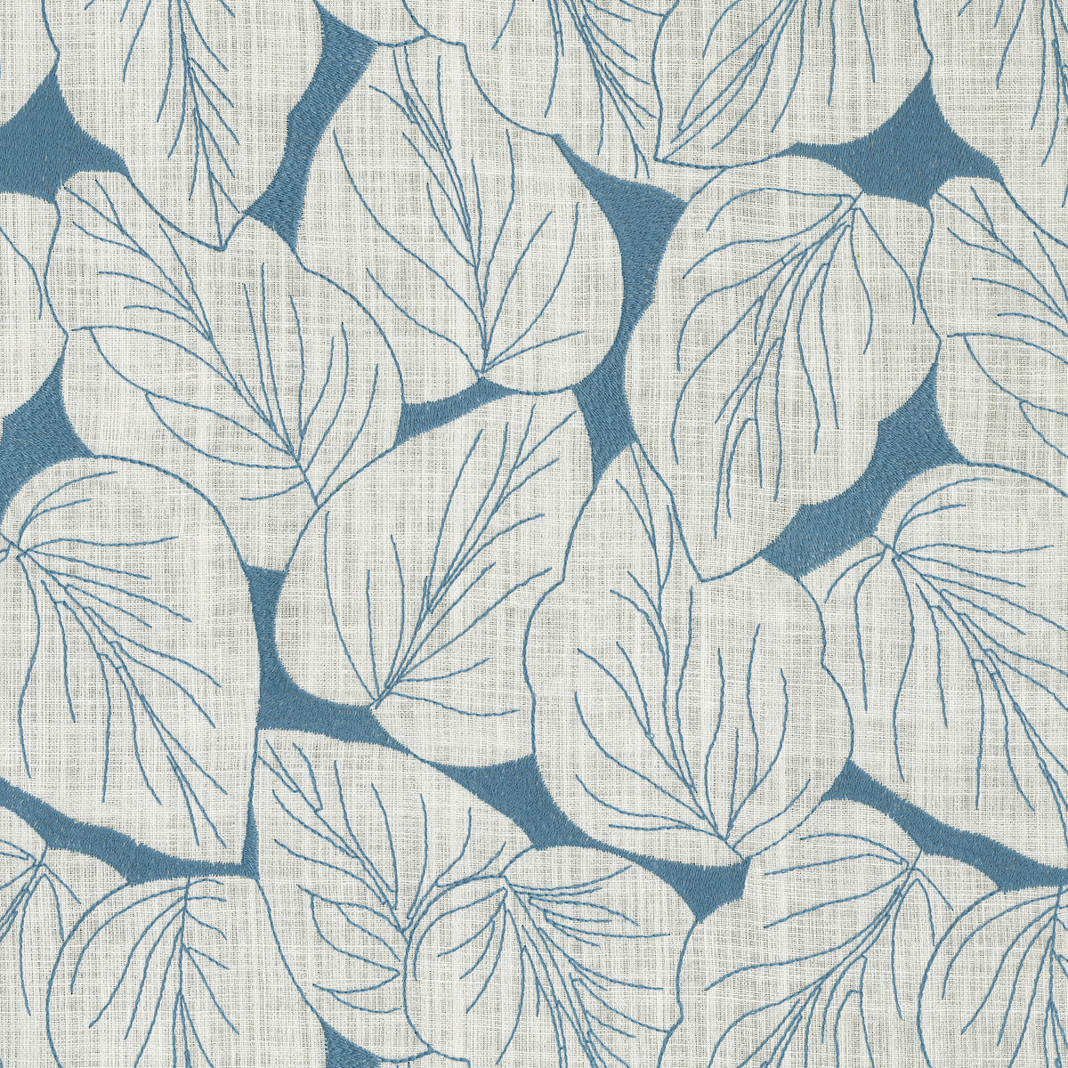P/K Lifestyles Philodendron Embroidery - Aegean 412580 Upholstery Fabric