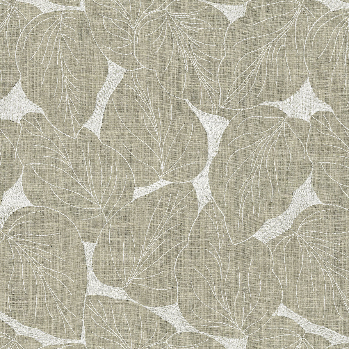 P/K Lifestyles Philodendron Embroidery - Linen 412583 Upholstery Fabric