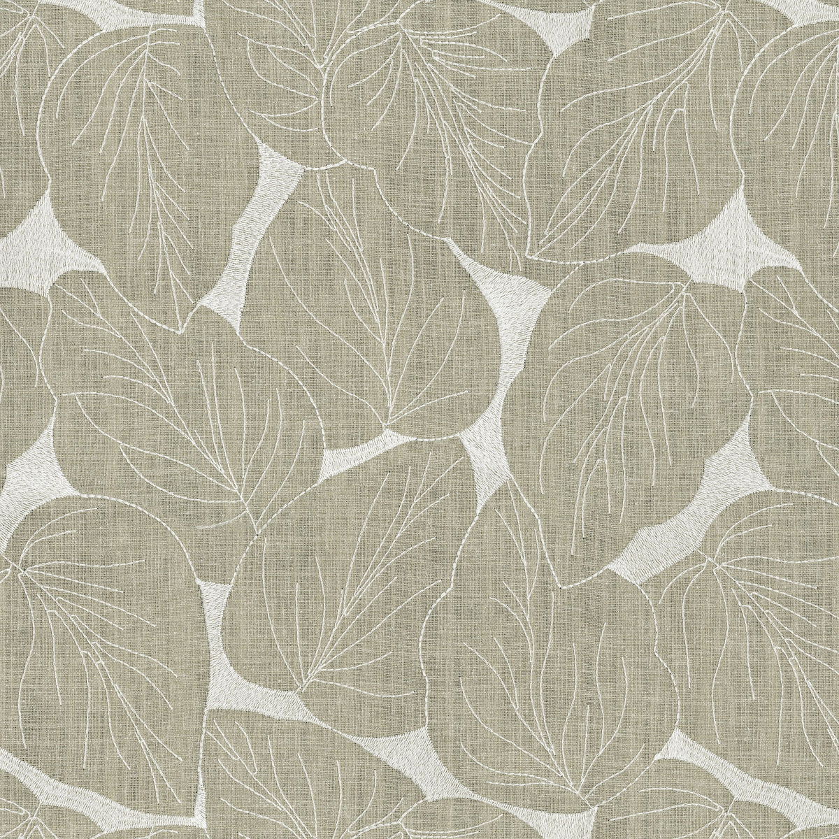 P/K Lifestyles Philodendron Embroidery - Linen 412583 Fabric Swatch