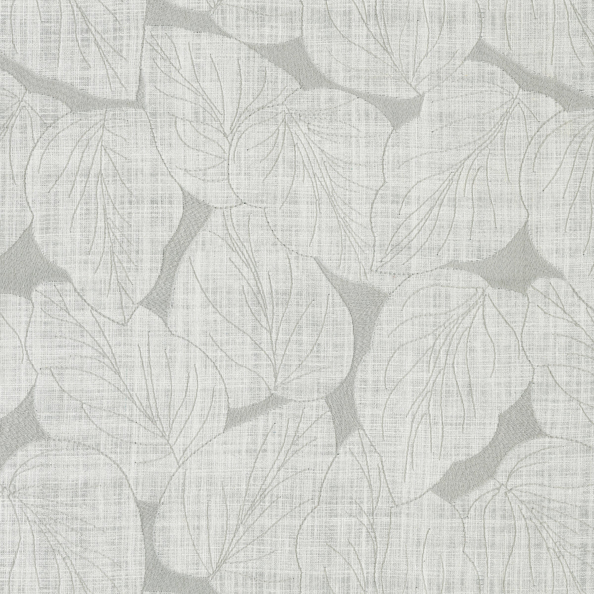 P/K Lifestyles Philodendron Embroidery - Silver 412582 Upholstery Fabric