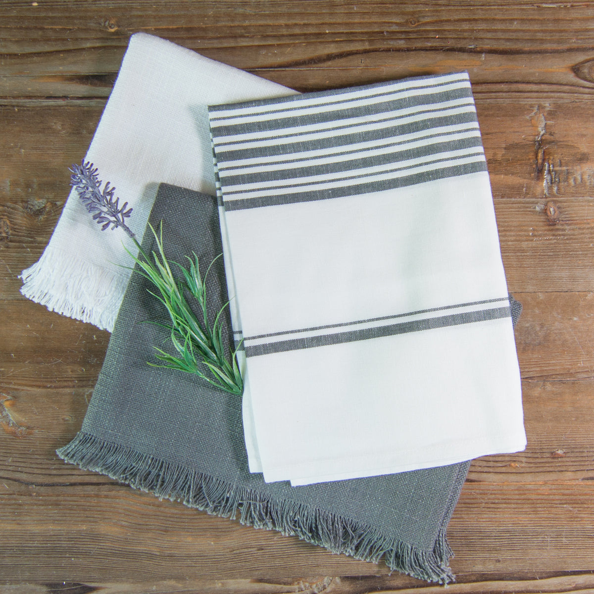 Farmhouse Stripe Towel Set of 3 - Charcoal