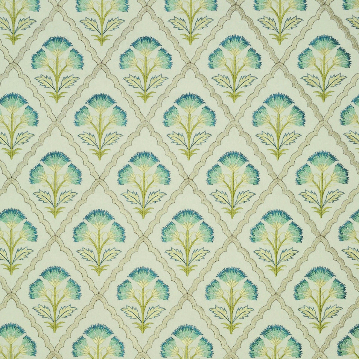 P/K Lifestyles Summer Bloom Embroidery - Bluebell 472961 Upholstery Fabric