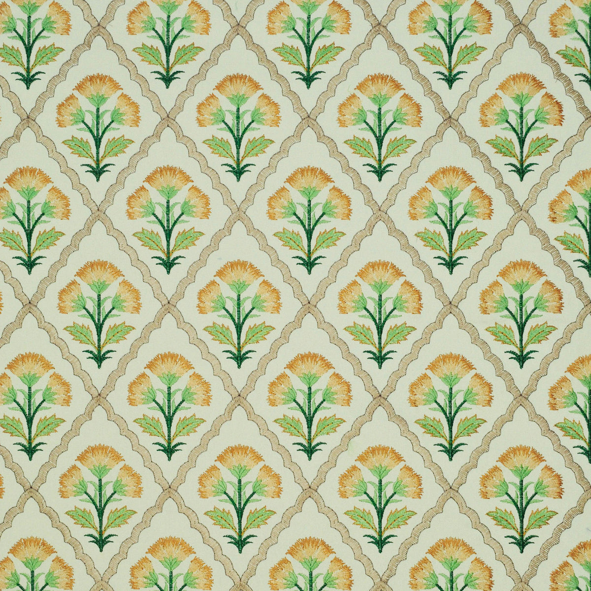 P/K Lifestyles Summer Bloom Embroidery - Marigold 472962 Fabric Swatch