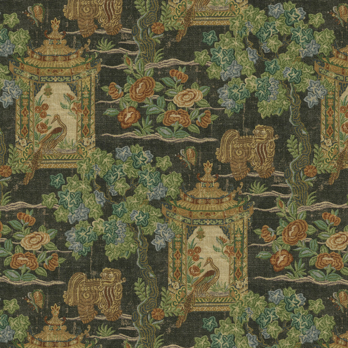 P/K Lifestyles Utopian Garden - Midnight 471761 Upholstery Fabric