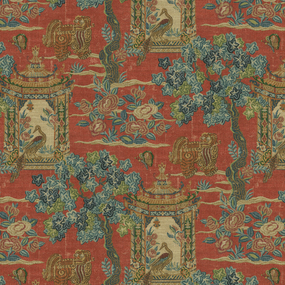 P/K Lifestyles Utopian Garden - Persimmon 471760 Upholstery Fabric
