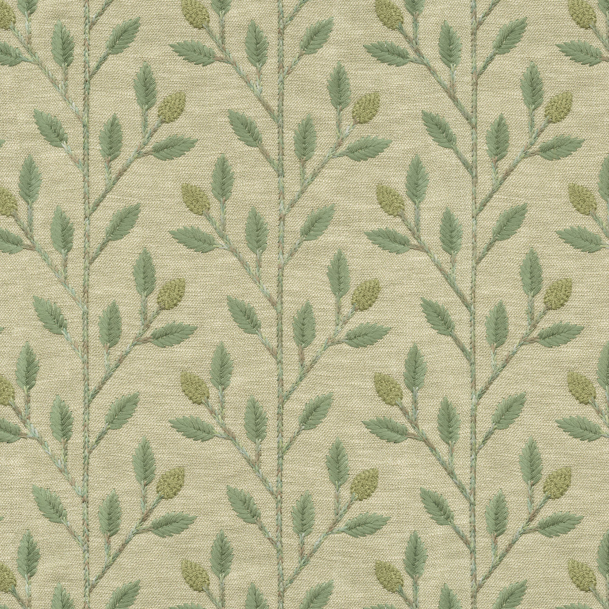 P/K Lifestyles Wheat Field Embroidery - Jade 471573 Upholstery Fabric