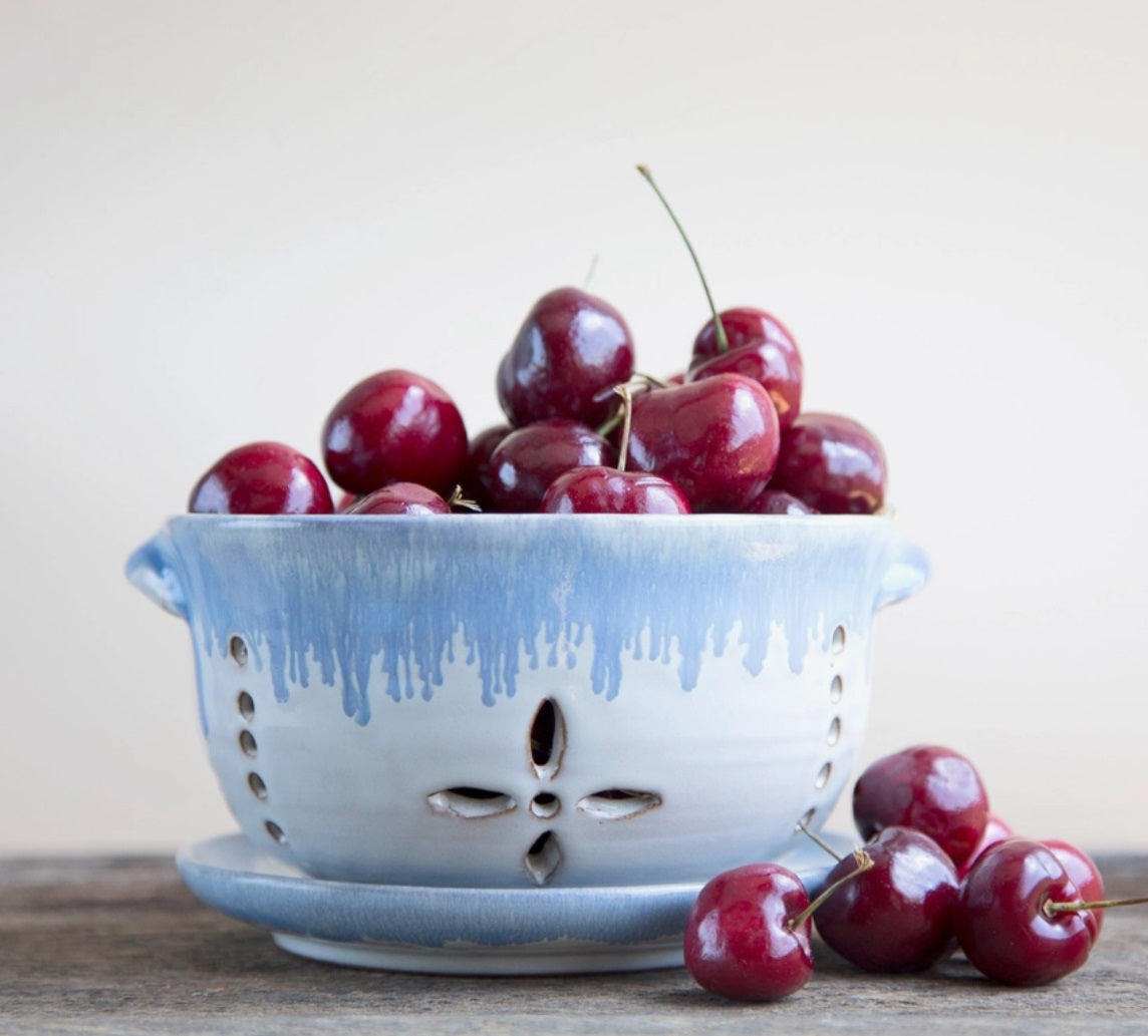Artisan Made Ceramic Berry Bowl and Colander
