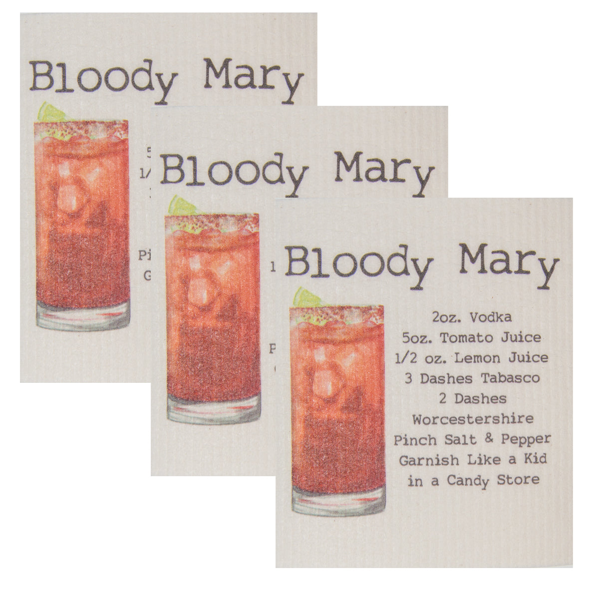 Swedish Dish Cloth Set of 3 - Bloody Mary