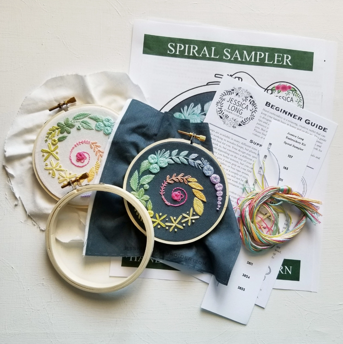 Hand Embroidery Kit - Navy Spiral