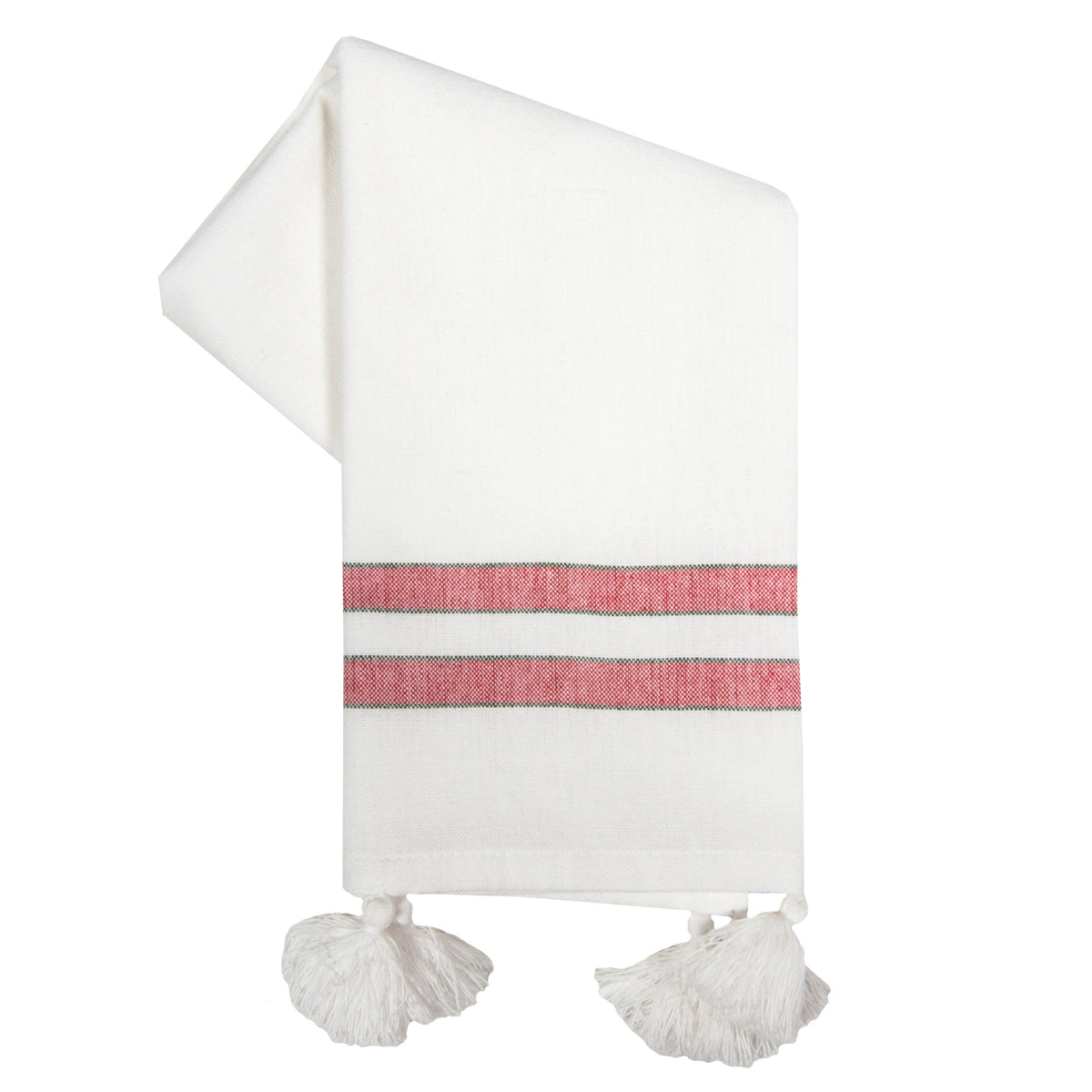 Tea Towel - Dunroven House Two Stripe Border Towel with Tassles