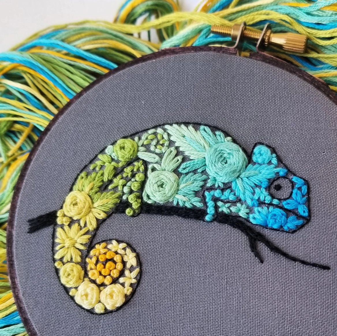 Hand Embroidery Kit - Chameleon