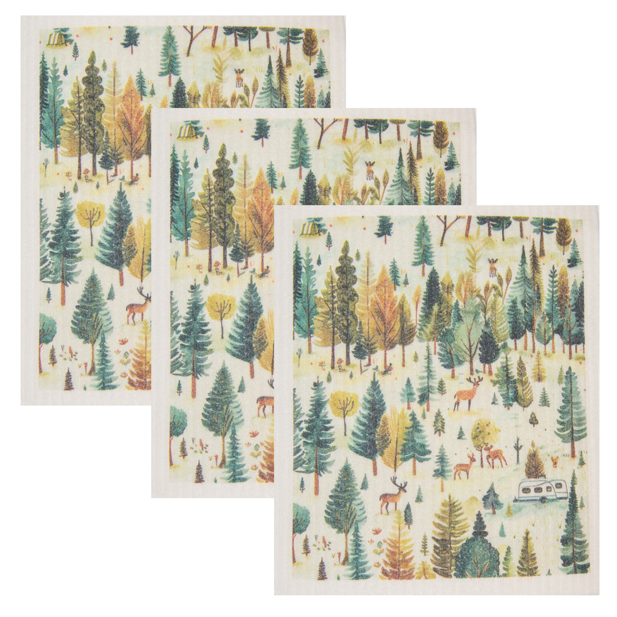 Swedish Dish Cloth Set of 3 - Camping Trip
