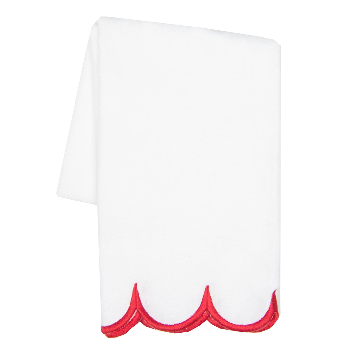 Tea Towel - Dunroven House Solid White with Colored Scallop Edge