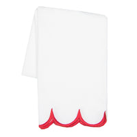 Tea Towel - Dunroven House Solid White with Colored Scallop Edge