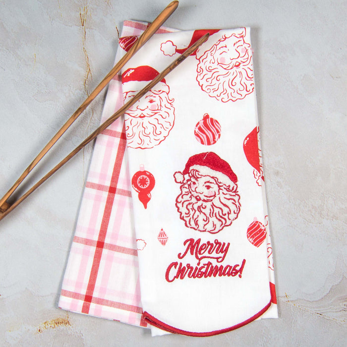 Tea Towel Set of 2 - Vintage Santas