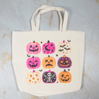 Tote Bag - Pink Halloween Pumpkins