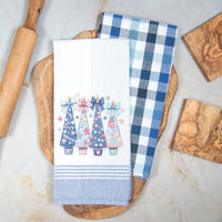 Tea Towel Set of 2 - Whimsical Denim Trees