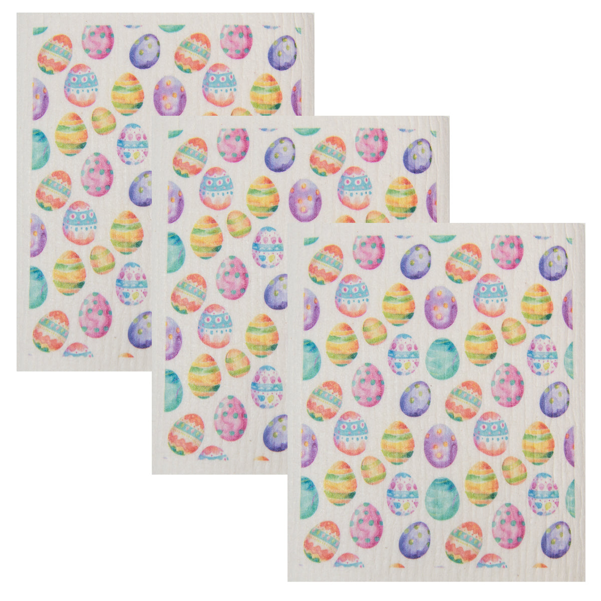 Swedish Dish Cloth Set of 3 - Colorful Easter Eggs
