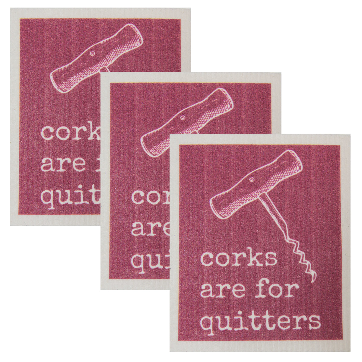 Swedish Dish Cloth Set of 3 - Corks for Quitters