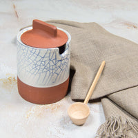Artisan Crafted Blue Crackle Honey Pot