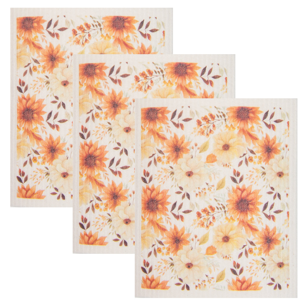 Swedish Dish Cloth Set of 3 - Fall Mums