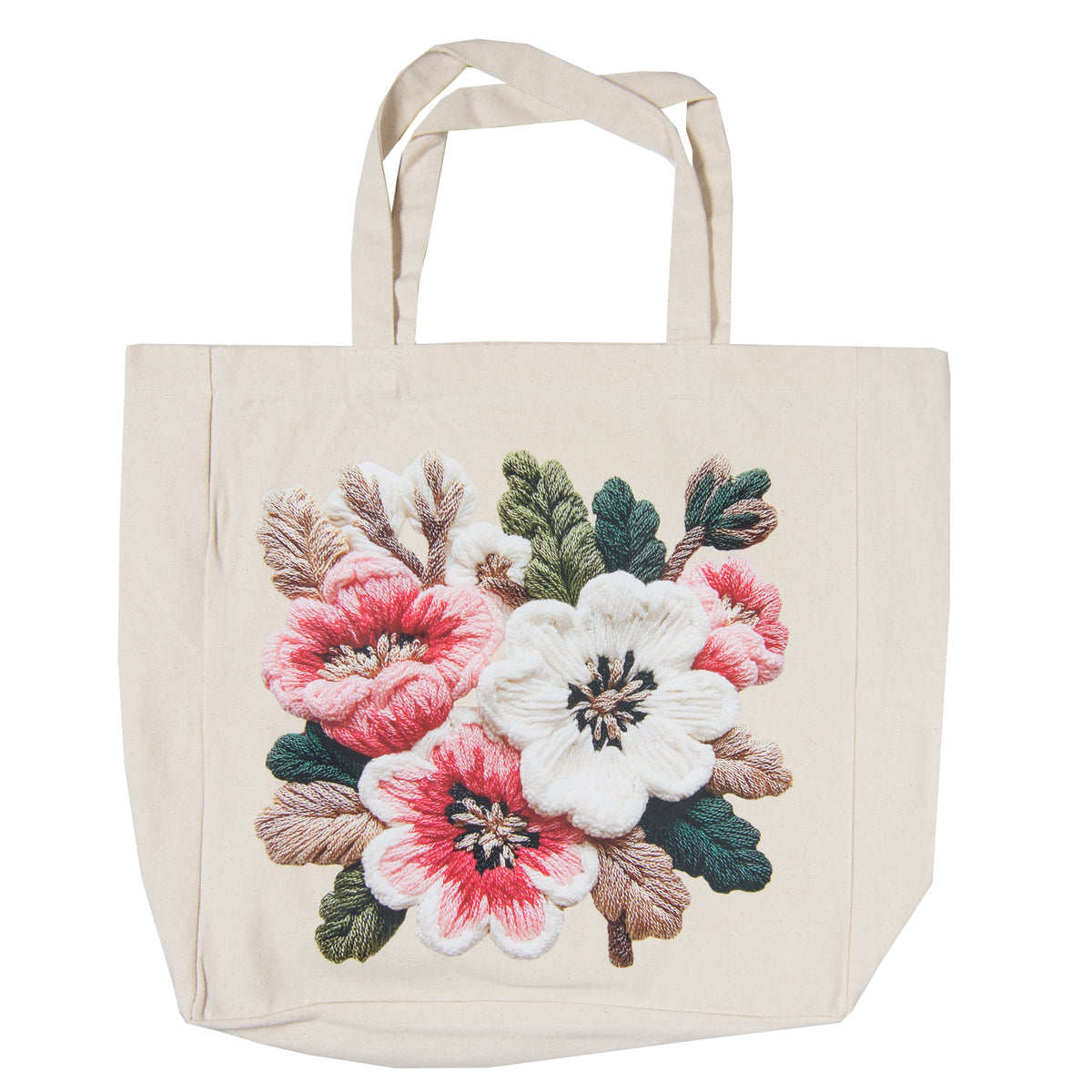 Tote Bag - Faux Yarn Flowers