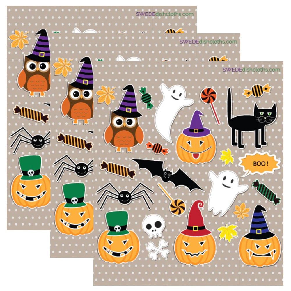 Swedish Dishcloth Set of 3 - Halloween Collage