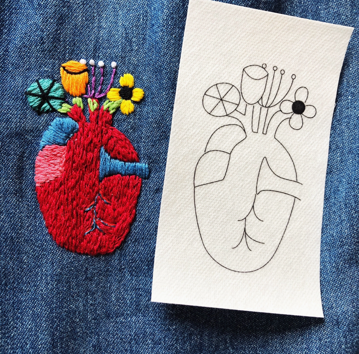 Embroidery Pattern Transfers - Hearts and Hands
