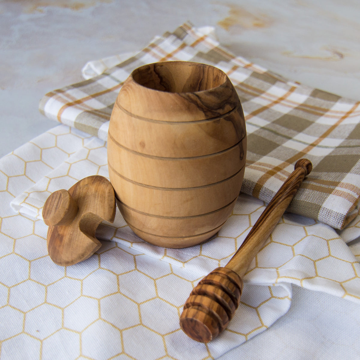 Olive Wood Honey Jar and Dipper