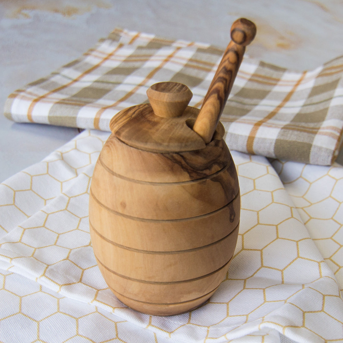 Olive Wood Honey Jar and Dipper